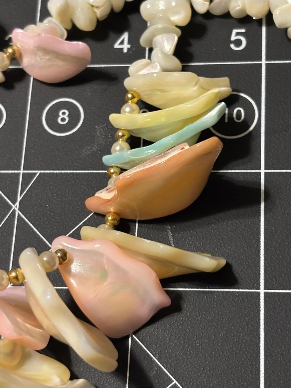 Pastel‎ Shell Drop Necklace and Earrings Cream and Multicolor MOP Chip Necklace